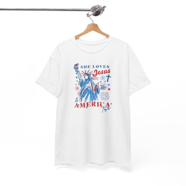 She Loves Jesus & America Too Patriotic Tee - Image 5