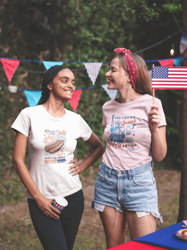 She Loves Jesus & America Too Patriotic Tee - Image 3